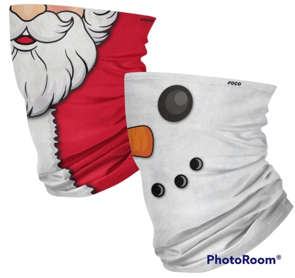 Santa Snowman Holiday Christmas Face Covering Gaiter Mask SET (2) NWT